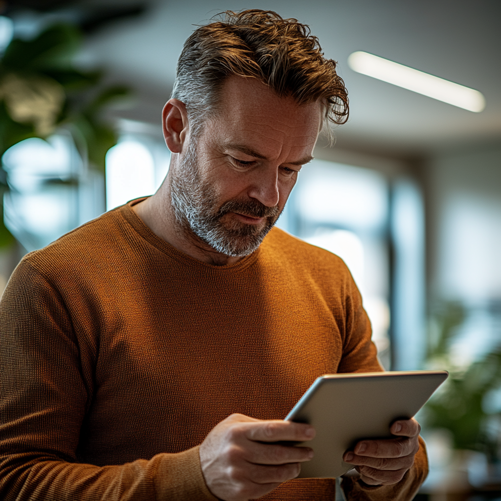 Person watching iPad